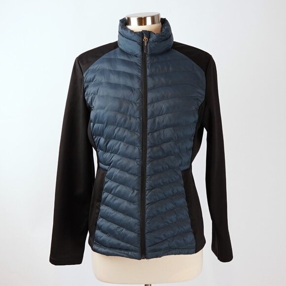 32 Degrees Mixed Media Lightweight Puffer Jacket Teal Black - Medium - Picture 1 of 6